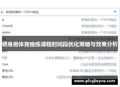 健身房体育晚练课程时间段优化策略与效果分析